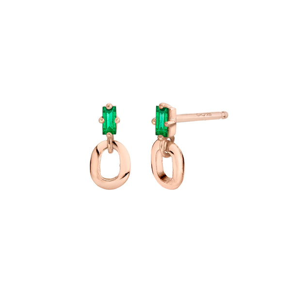 Lizzie Mandler Emerald Baguette And XS Link Stud