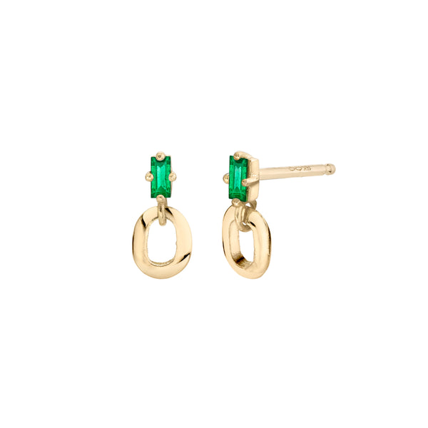 Lizzie Mandler Emerald Baguette and XS Link Stud