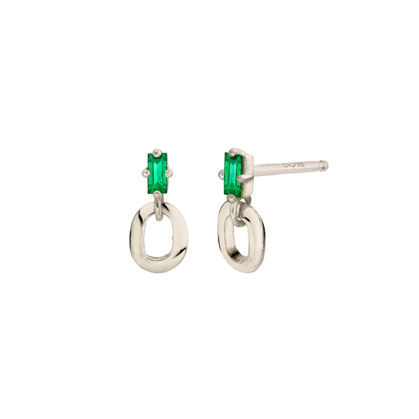 Lizzie Mandler Emerald Baguette And XS Link Stud