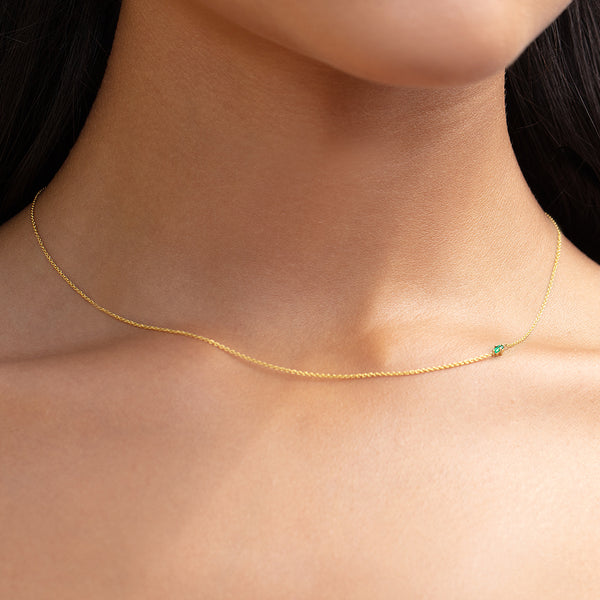 Lizzie Mandler Emerald Floating Necklace