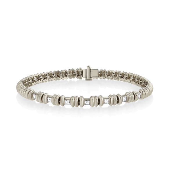 Lizzie Mandler Fluted Bar Carre Tennis Bracelet