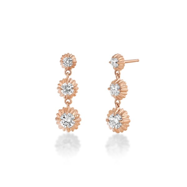 Lizzie Mandler Fluted Button 3 Drop Earrings