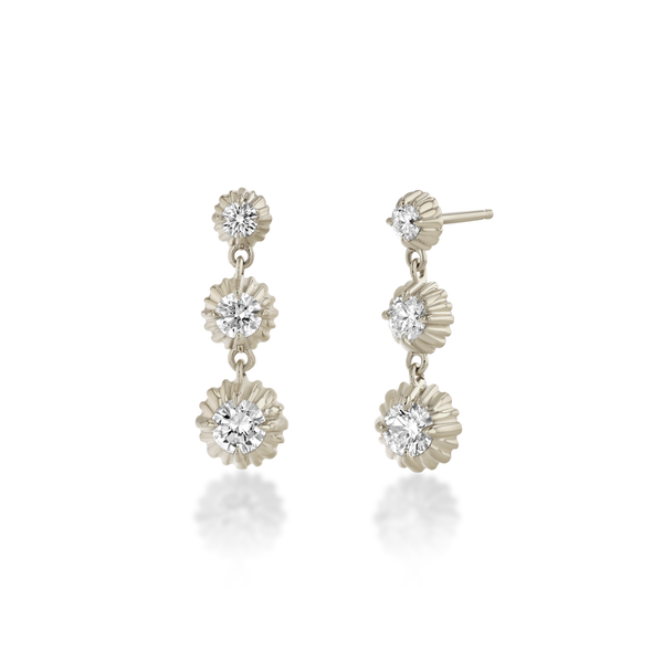 Lizzie Mandler Fluted Button 3 Drop Earrings