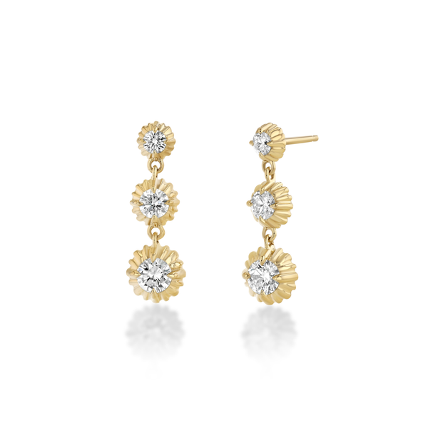 Lizzie Mandler Fluted Button 3 Drop Earrings