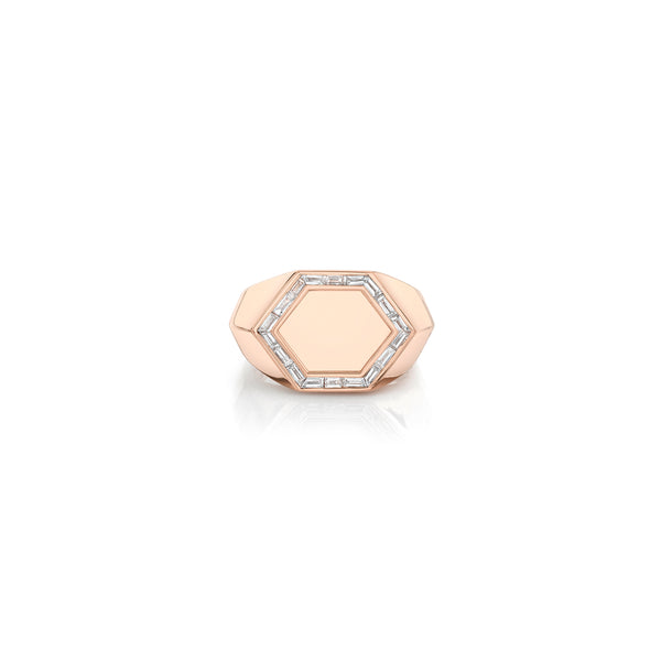 Lizzie Mandler Large Baguette Hexagon Signet Ring