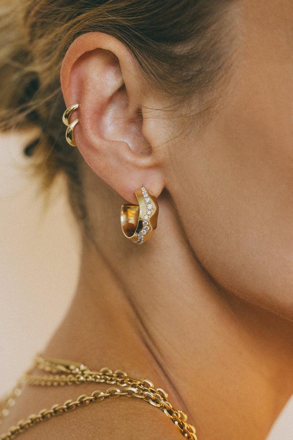 Lizzie Mandler Large Liquid Gold Hoops With Pave