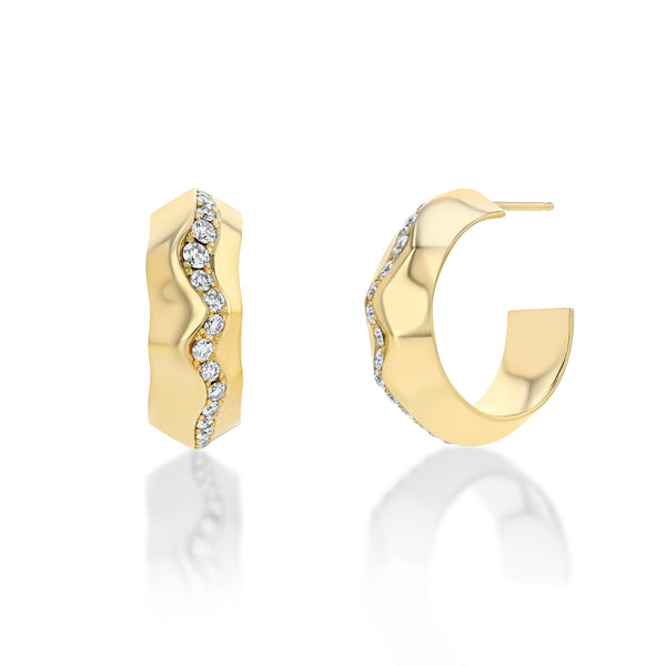 Lizzie Mandler Large Liquid Gold Hoops with Pave