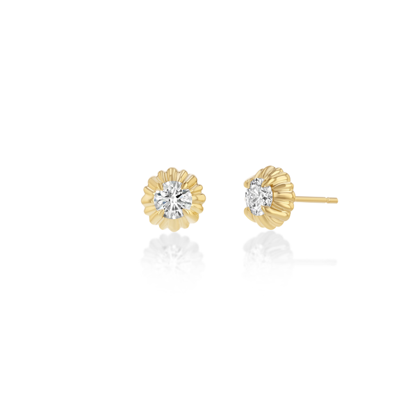 Lizzie Mandler Large Round Fluted Button Studs