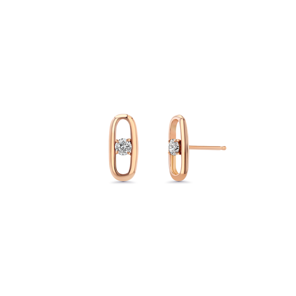 Lizzie Mandler Link Stud With Prong Set Diamond