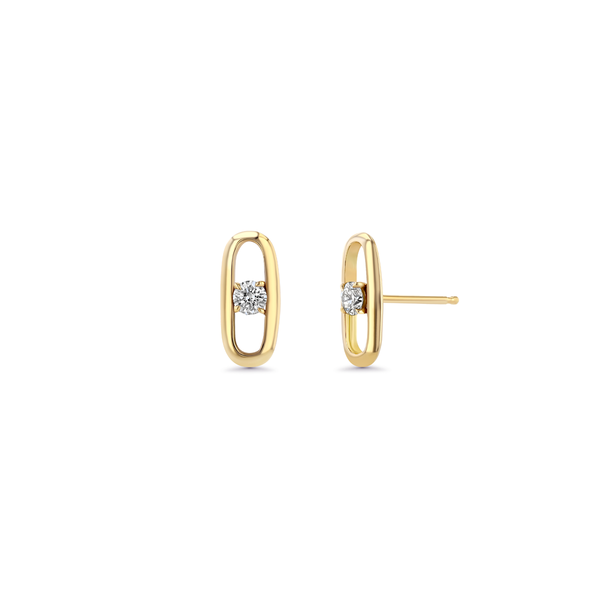 Lizzie Mandler Link Stud With Prong Set Diamond