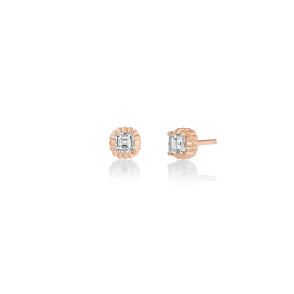 Lizzie Mandler Mini Fluted Button Studs Carre