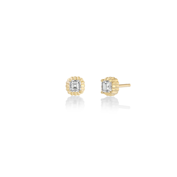 Lizzie Mandler Mini Fluted Button Studs Carre