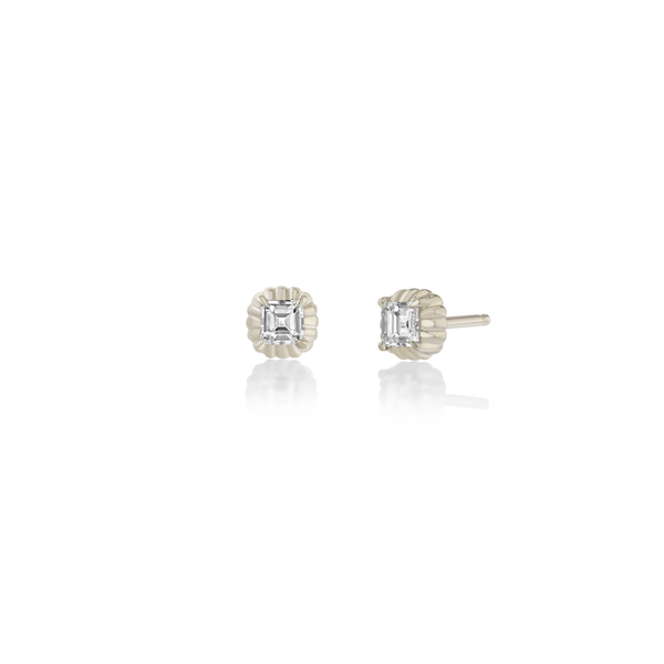 Lizzie Mandler Mini Fluted Button Studs Carre