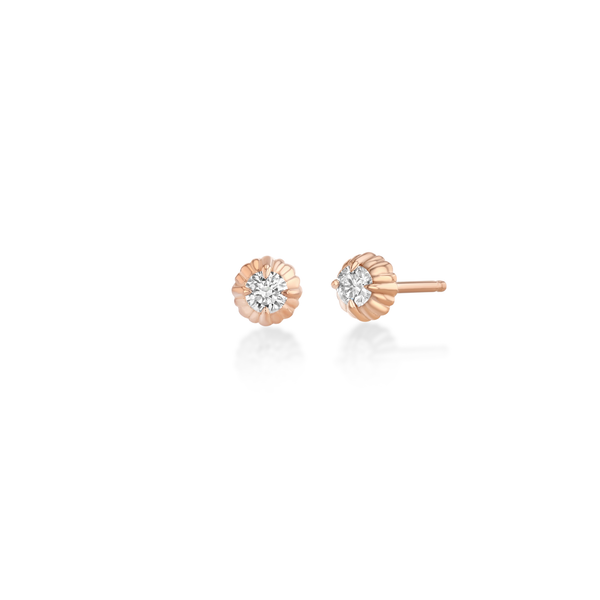 Lizzie Mandler Mini Fluted Button Studs Round