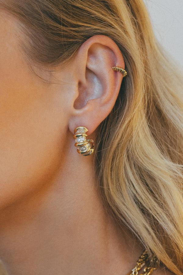 Lizzie Mandler Multi Row Fluted Bar Carre Hoops