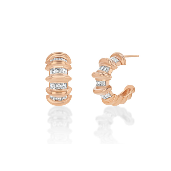Lizzie Mandler Multi Row Fluted Bar Carre Hoops