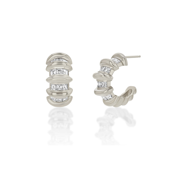 Lizzie Mandler Multi Row Fluted Bar Carre Hoops