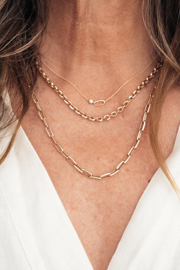 Lizzie Mandler OG Link And Diamond Necklace