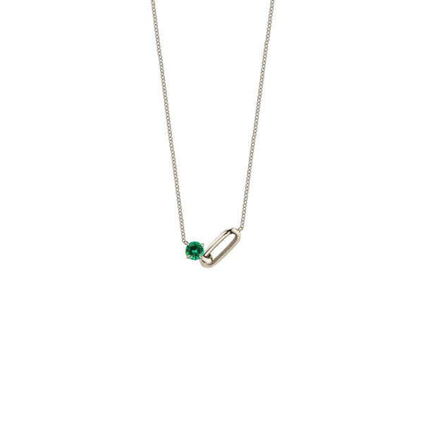 Lizzie Mandler OG Link And Emerald Necklace