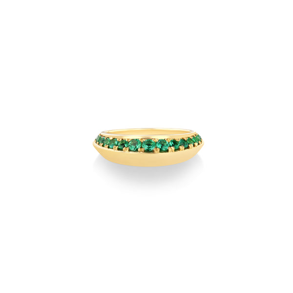 Lizzie Mandler Pavé Crescent Ring With Emerald