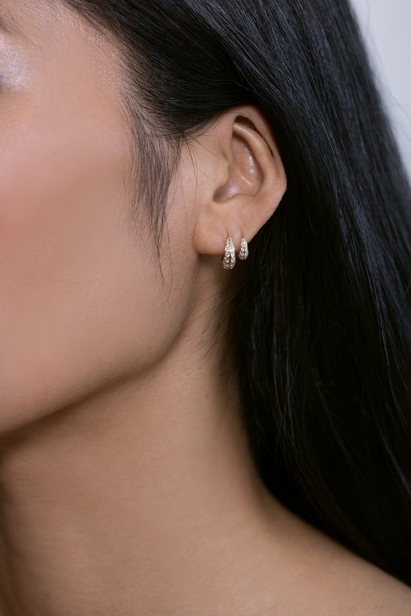 Lizzie Mandler Pave Mini Crescent Hoop