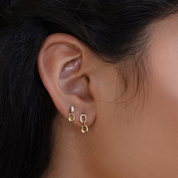 Lizzie Mandler Petite XS Link Drops With Pavé Link