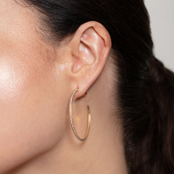 Lizzie Mandler White Diamond Knife Edge Hoops