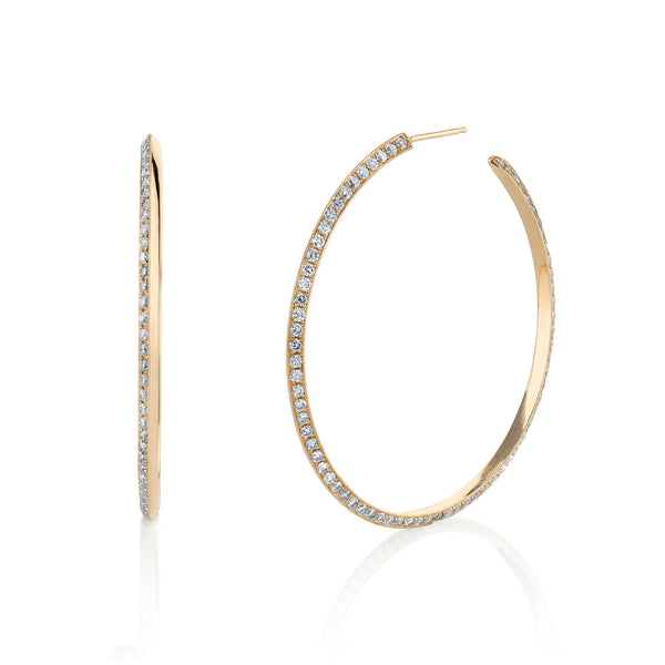 Lizzie Mandler White Diamond Knife Edge Hoops