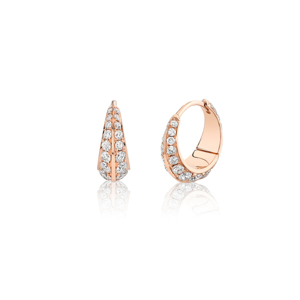 Lizzie Mandler Medium Crescent Hoops With Double Sided Pave