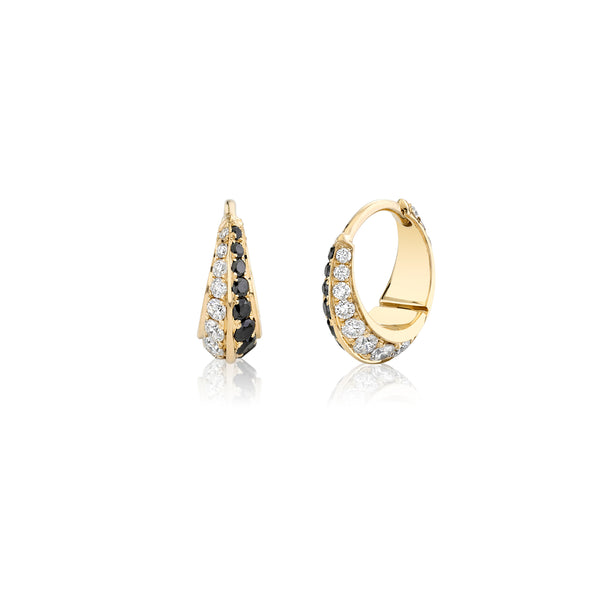 Lizzie Mandler Medium Crescent Hoops with Othello Pave