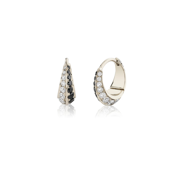 Lizzie Mandler Medium Crescent Hoops With Othello Pave