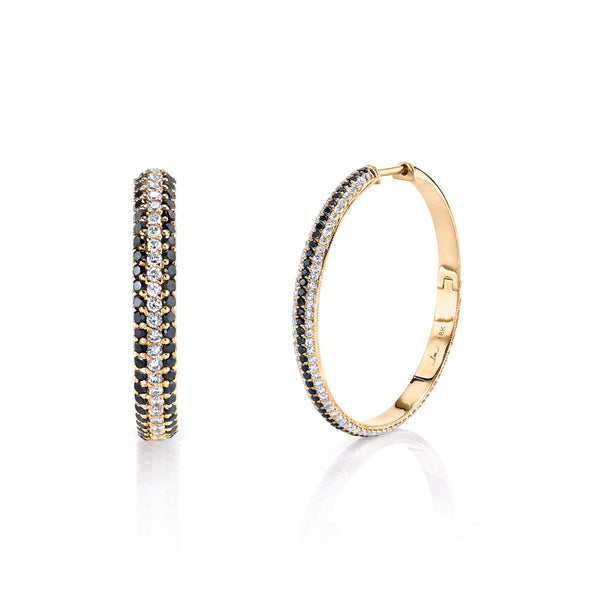 Lizzie Mandler Medium Three Row Othello Flip Pave Hoops
