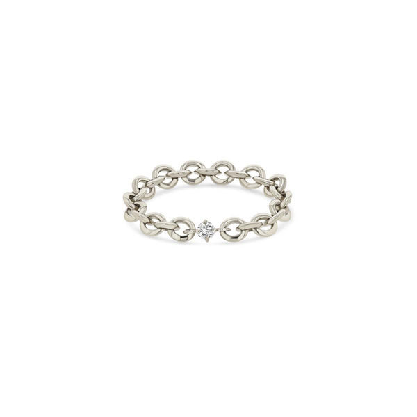 Lizzie Mandler Mens Micro Chain Ring With Petite Diamond Center