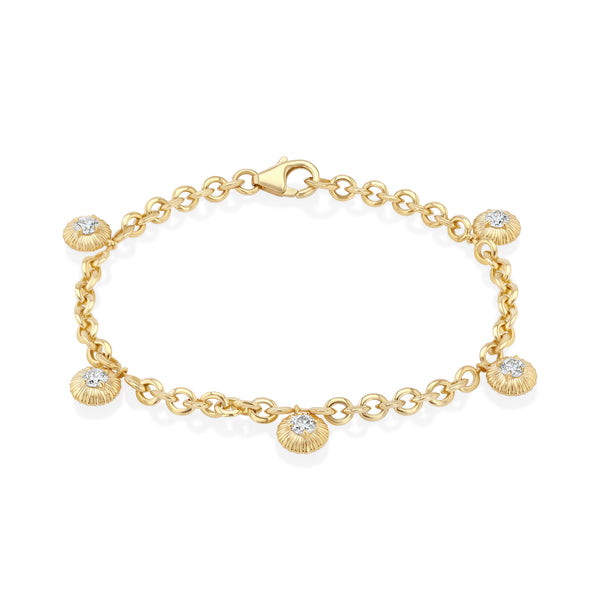 Lizzie Mandler Micro Chain Bracelet with Fluted Button Fringe