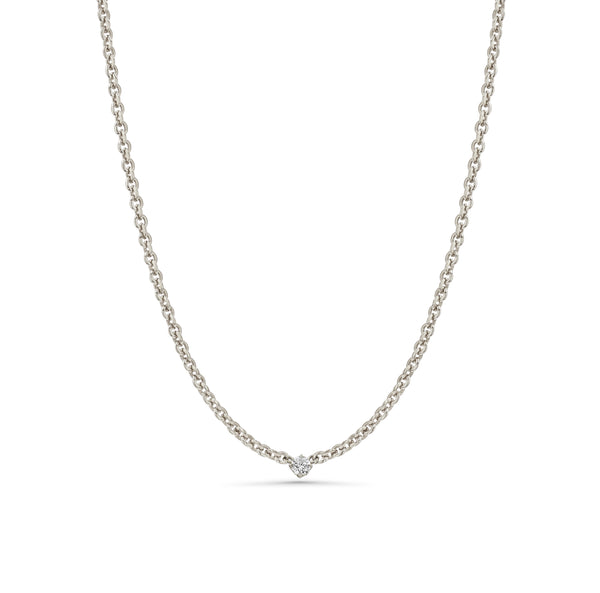 Lizzie Mandler Micro Chain Necklace With Diamond Center