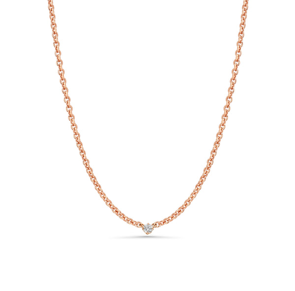 Lizzie Mandler Micro Chain Necklace With Diamond Center