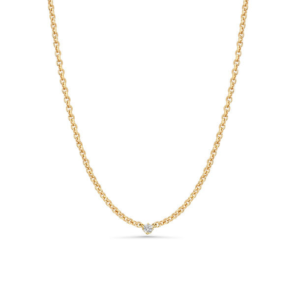Lizzie Mandler Micro Chain Necklace With Diamond Center