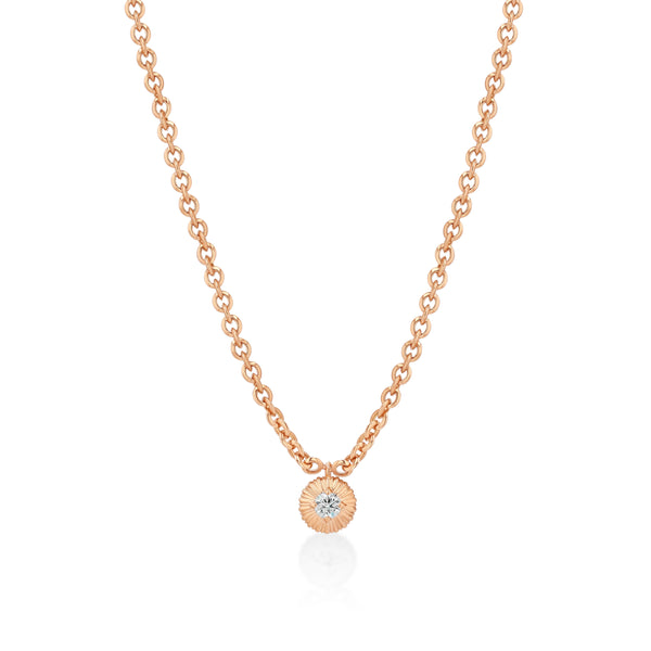 Lizzie Mandler Micro Chain Necklace With Fluted Diamond Button