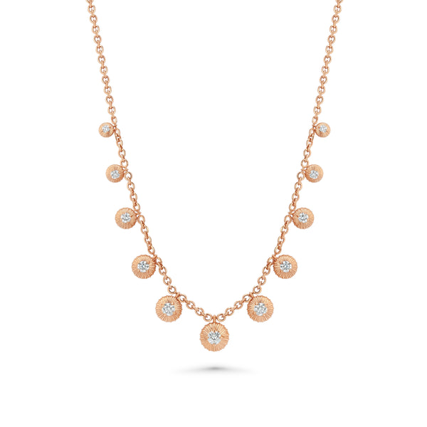 Lizzie Mandler Micro Chain Necklace With Graduated Fluted Button Fringe