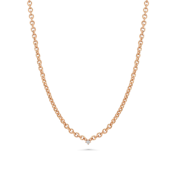 Lizzie Mandler Micro Chain Necklace With Mini Diamond Center
