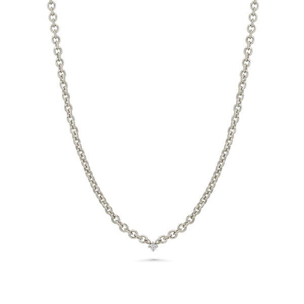 Lizzie Mandler Micro Chain Necklace With Mini Diamond Center