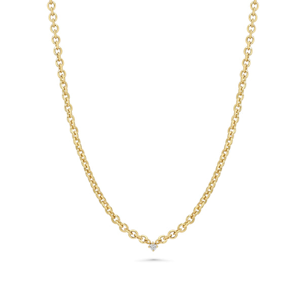 Lizzie Mandler Micro Chain Necklace With Mini Diamond Center