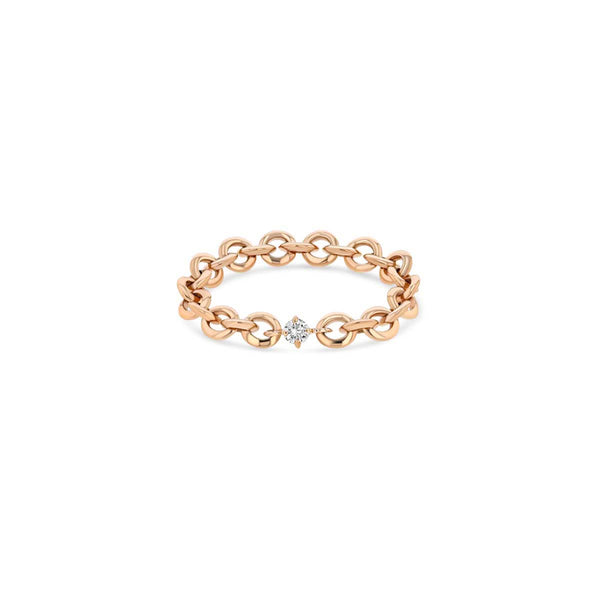 Lizzie Mandler Micro Chain Ring With Petite Diamond Center