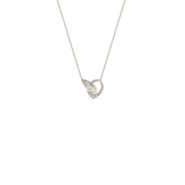 Lizzie Mandler Micro Crescent Linked Necklace With One Sided Pavé Link