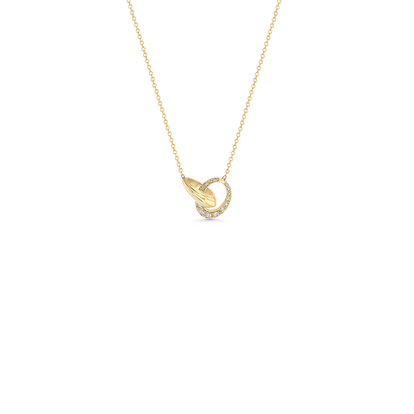 Lizzie Mandler Micro Crescent Linked Necklace with One Sided Pavé Link