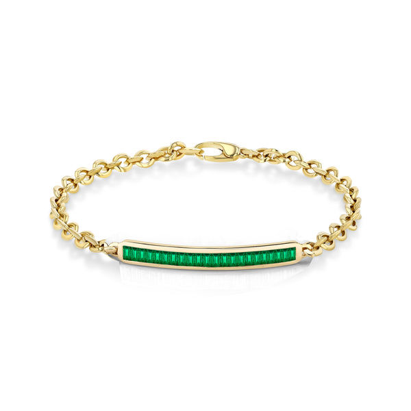 Lizzie Mandler Micro ID Bracelet with Emerald Baguettes