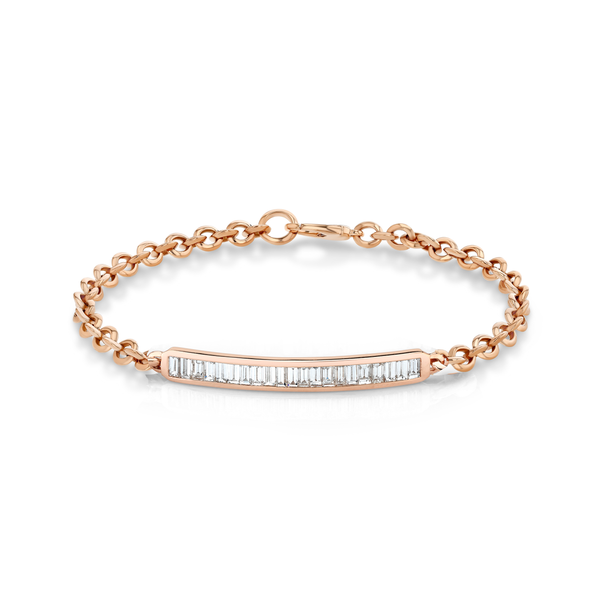 Lizzie Mandler Micro ID Bracelet With White Diamond Baguettes