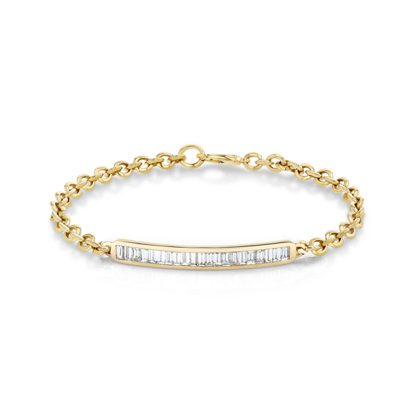 Lizzie Mandler Micro ID Bracelet with White Diamond Baguettes