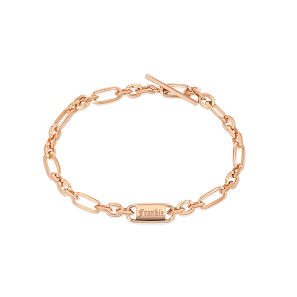 Lizzie Mandler Mini Nameplate Figaro Chain Bracelet