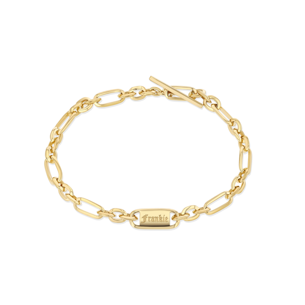 Lizzie Mandler Mini Nameplate Figaro Chain Bracelet